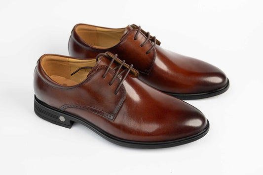 Elegant men's shoes made of genuine leather ELDEMAS 066-020 Brown patent