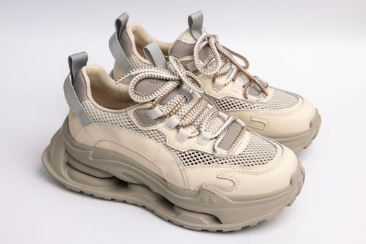 Women's leather and textile sneakers FRANCO GERARDO 36868 Cream