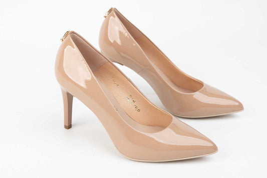 Women's shoes made of natural patent leather SALA 7064 Nude lacquer