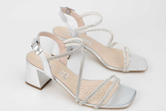 Women's genuine leather sandals SALA 20264 Silver