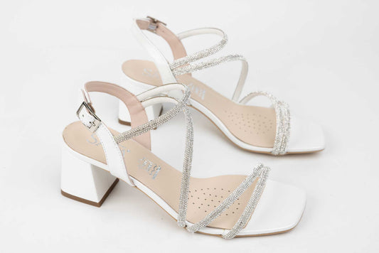 Genuine leather bridal sandals SALA 20264 White
