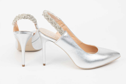 Women's genuine leather cut-out shoes SALA 9952 Silver