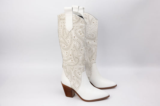 Women's boots, genuine leather PERLA 1750, perfect white