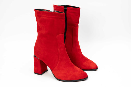 Women's boots made of genuine suede leather PERLA 3021 Red Vel