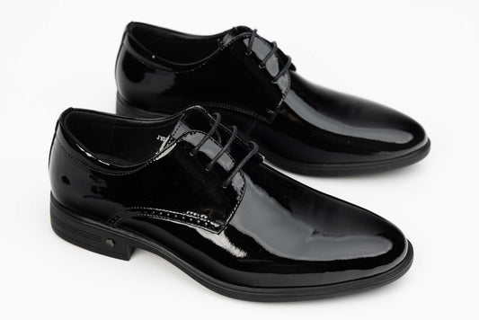 Elegant men's shoes, genuine leather ELDEMAS J101 N, lacquer