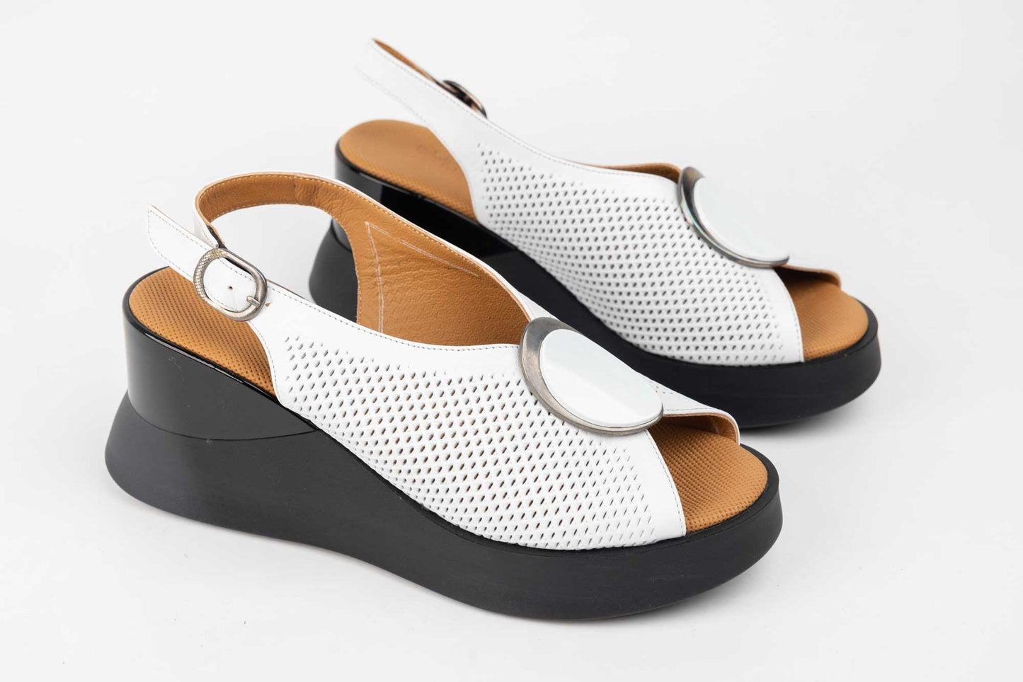 Women's genuine leather sandals LSD 500 White