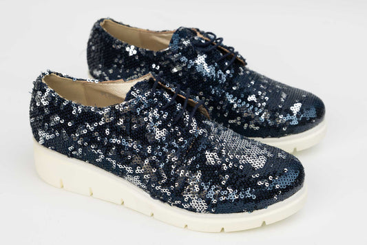 Women's shoes natural leather PERLA sport Sequins 3066-4 Blue