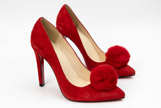 Women's genuine leather shoes PERLA 5093 Red velvet