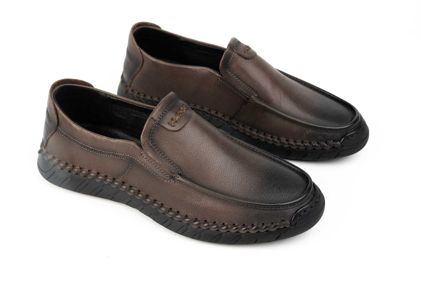 Men's genuine leather shoes MELS 83052 Khaki