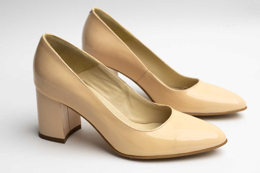 Elegant women's shoes natural leather SORTEC R-7 Nude lacquer