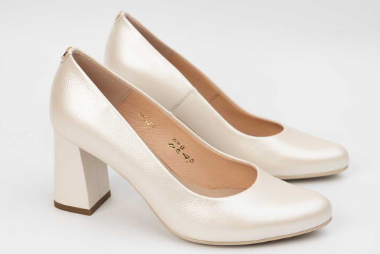 Elegant women's shoes made of genuine leather SALA 20216 Pearl beige