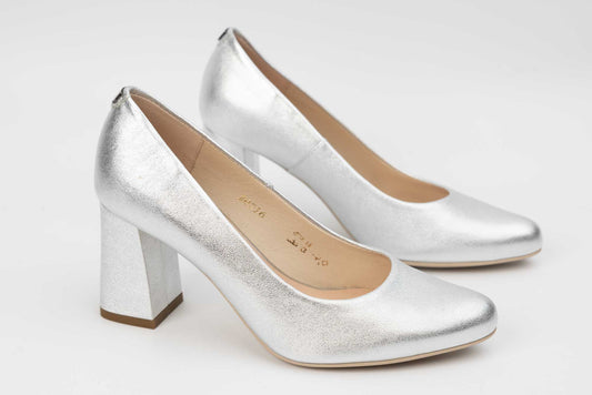Elegant women's shoes made of genuine leather SALA 20216 Silver