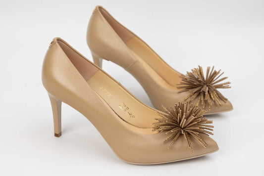 Elegant women's shoes made of genuine leather SALA 20727 dark beige