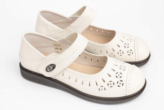 Women's genuine leather shoes BETINA 2811 Beige perf