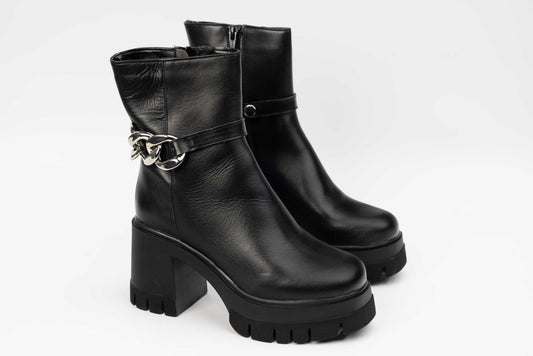 Women's casual boots made of genuine leather PERLA 1630 black box