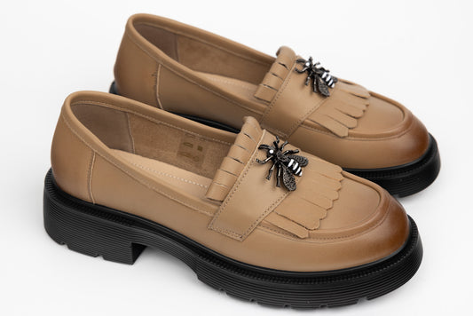 Women's genuine leather shoes BETINA 8989 Khaki