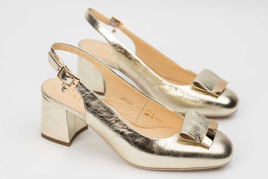 Elegant women's shoes made of genuine leather SALA dec 20708 Crystal gold