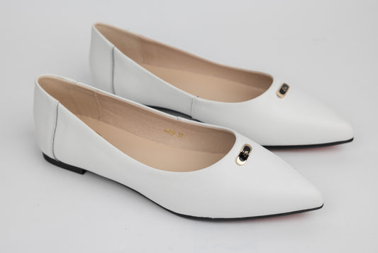 Pantofi dama balerin piele naturală FORMAZIONE 49019 Alb