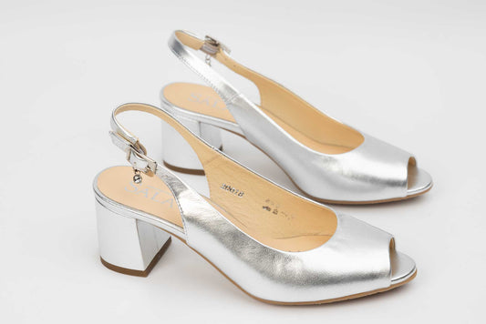 Elegant women's sandals made of genuine leather SALA 20018 Silver
