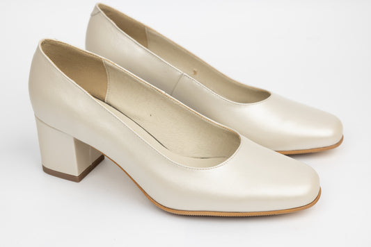 Women's genuine leather shoes ANTONIO 337-355 Pearl beige