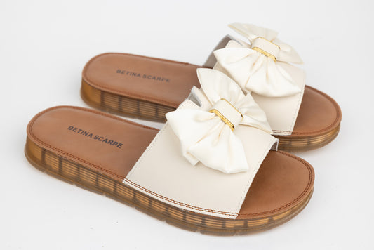 Women's genuine leather flip-flops 9391 Beige