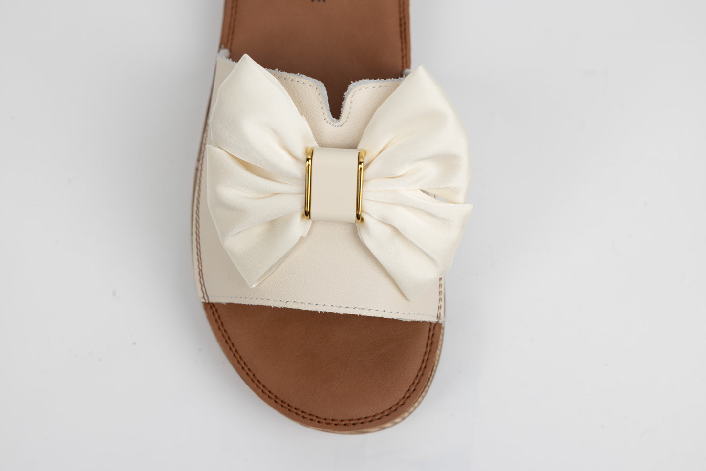 Women's genuine leather flip-flops 9391 Beige