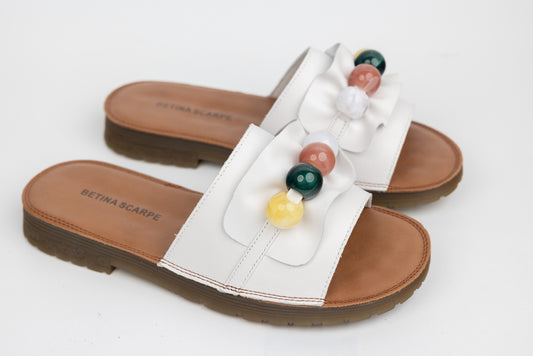 Women's genuine leather slippers BETINA 9392 White
