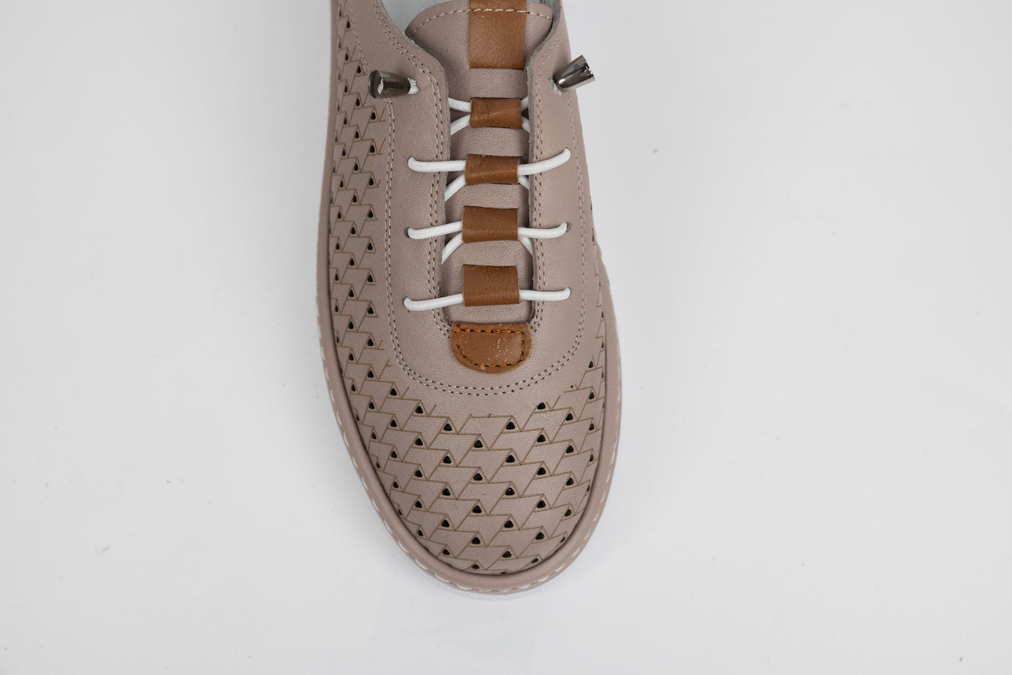 Women's perforated genuine leather shoes JOHAN 6020 Sand