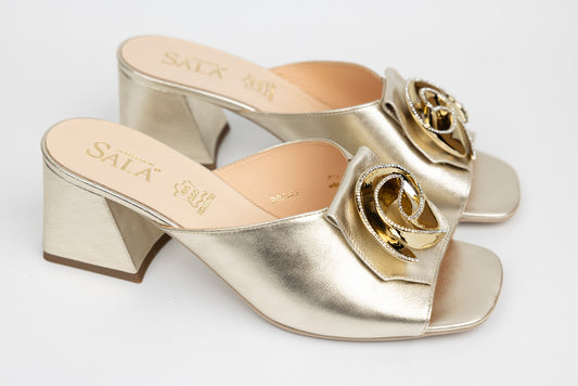 Women's genuine leather clogs 20634 Gold