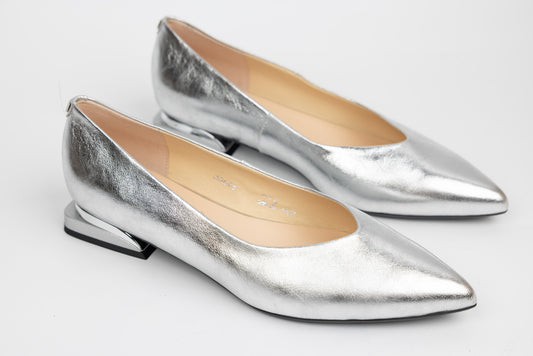 Elegant women's shoes made of genuine leather SALA 20645 Silver