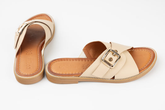 Women's genuine leather slippers DOGATI 11002 Beige