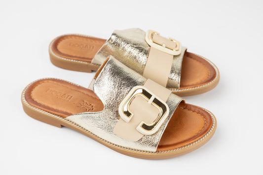 Women's genuine leather slippers DOGATI 10996 Gold