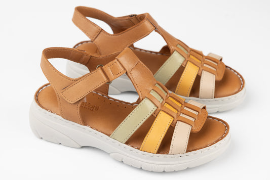 Women's genuine leather sandals ANNA VIOTI 336 Brown