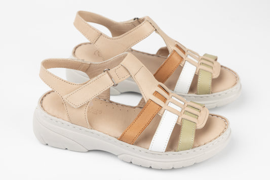 Women's genuine leather sandals ANNA VIOTI 336 Beige