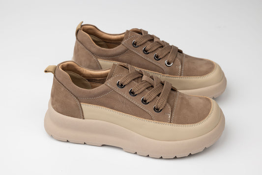 Women's casual genuine leather shoes FORMAZIONE 70108 Khaki