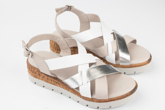 Women's genuine leather sandals ANNA VIOTI 2572 White