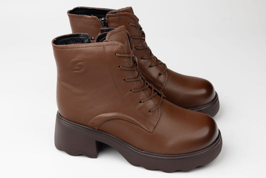 Women's casual genuine leather boots GALLOP 5008 Brown