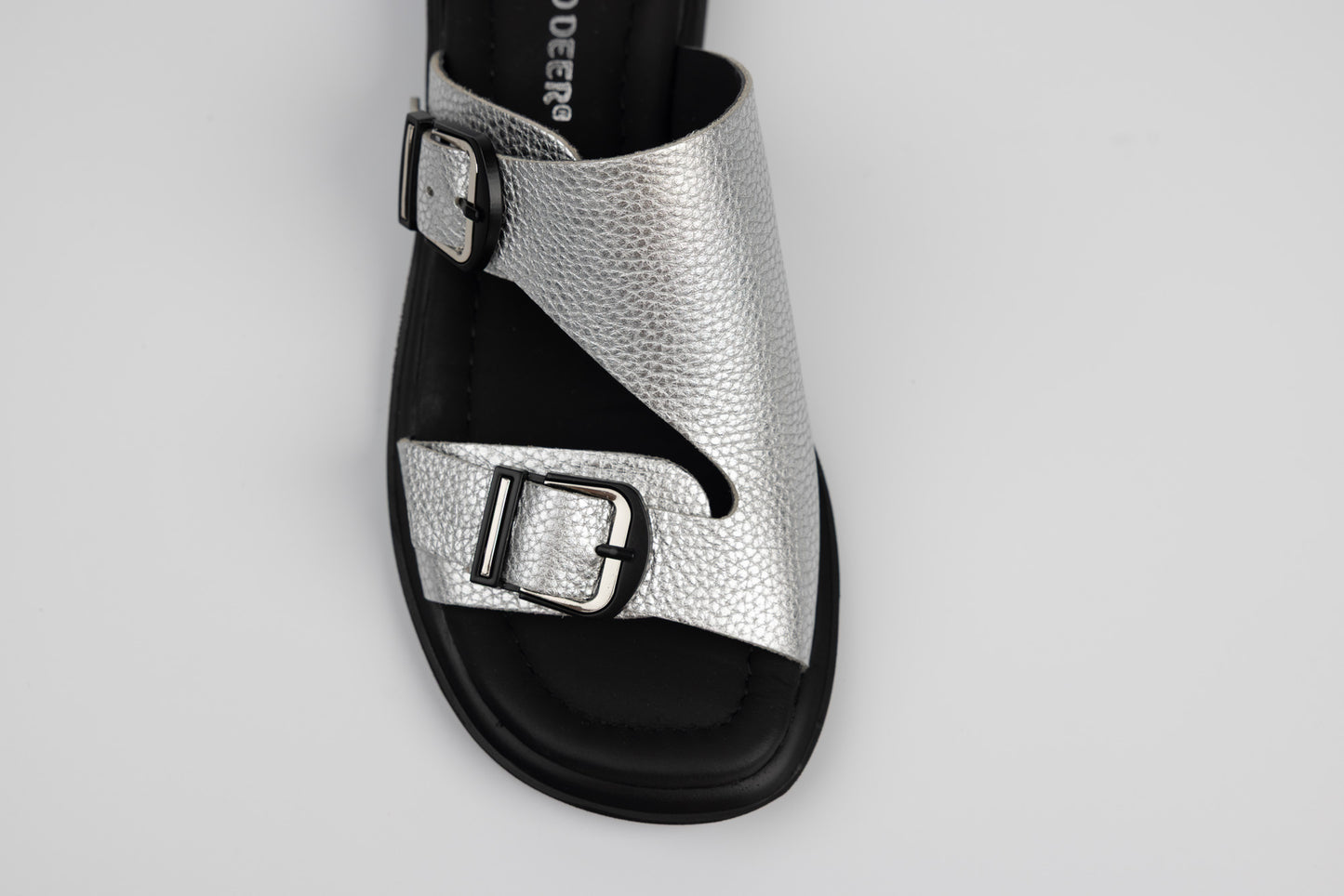 Women's genuine leather flip-flops GOLD DEER 1080 Silver