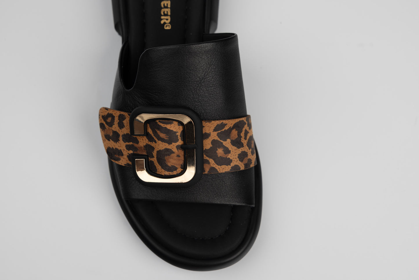 Women's genuine leather slippers GOLD DEER 4021 Black