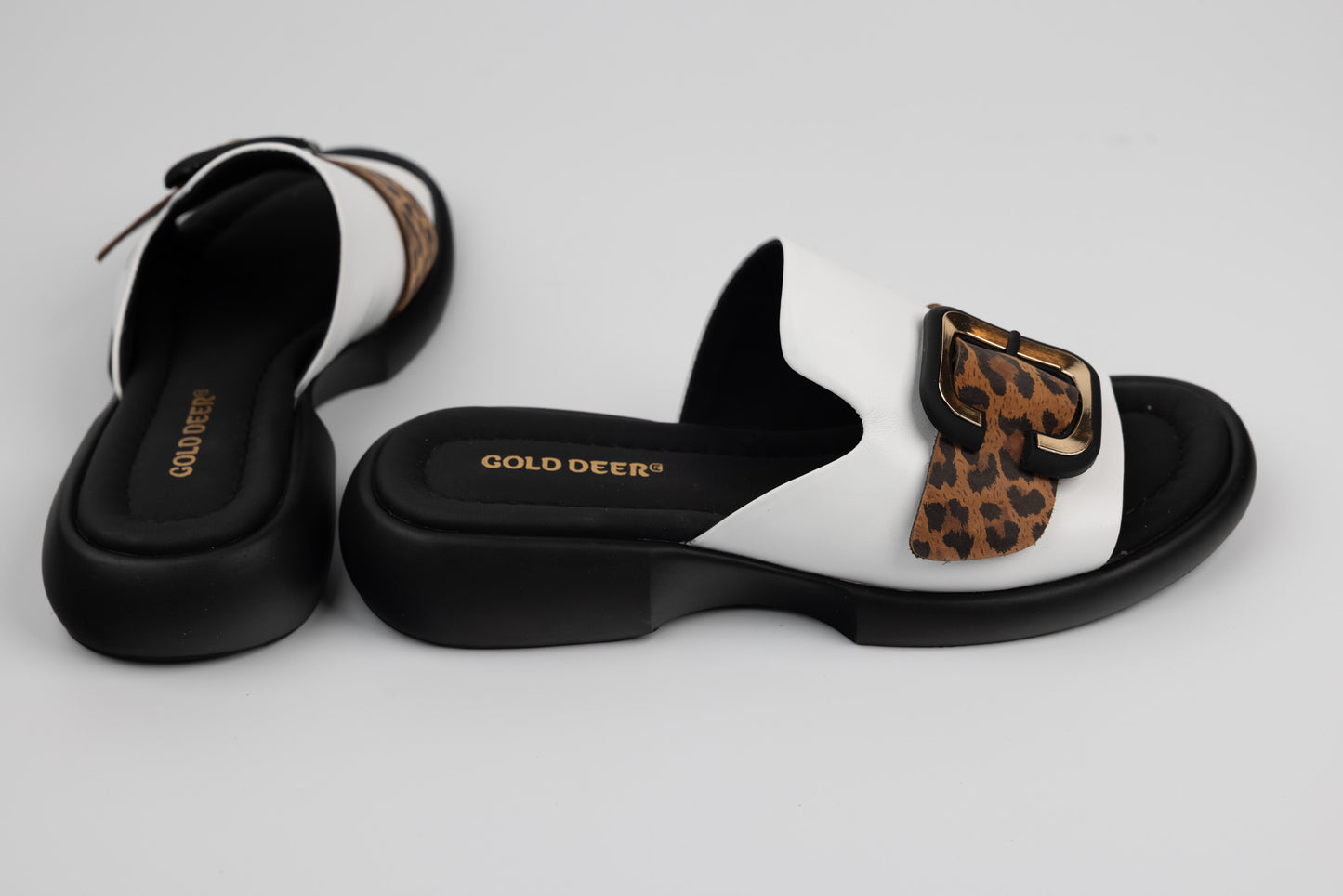 Slapi dama piele naturală GOLD DEER 4021 Alb