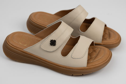 Women's genuine leather slippers FORMAZIONE 33173 Cream