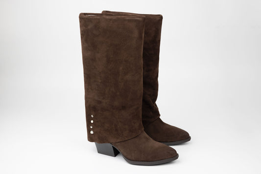 Women's genuine leather boots ANNA VIOTI 2380-32 Brown velour