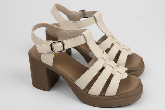 Women's casual genuine leather sandals FORMAZIONE 1007-1 Cream