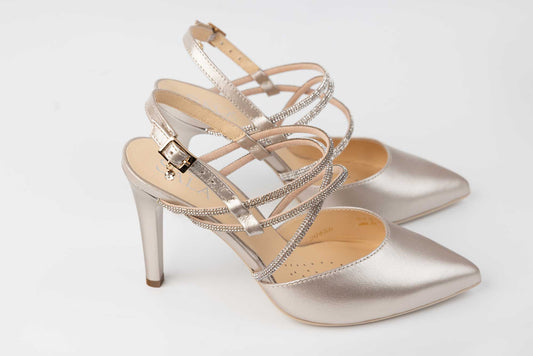 Women's genuine leather cut-out shoes SALA 20458 Gold