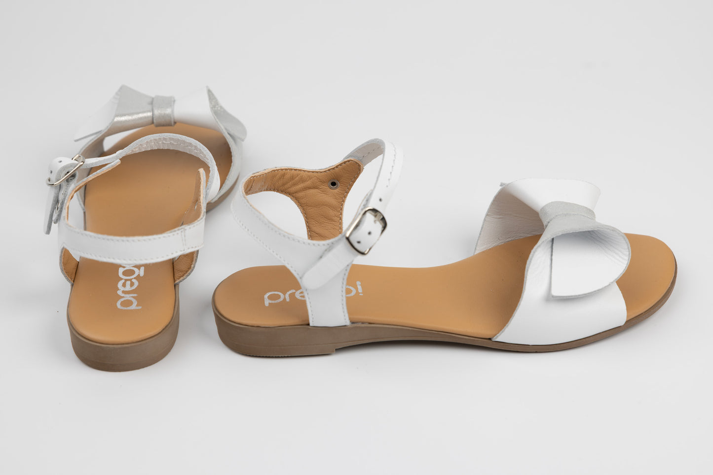 Sandale dama piele naturală PREGO 409 Alb argintiu