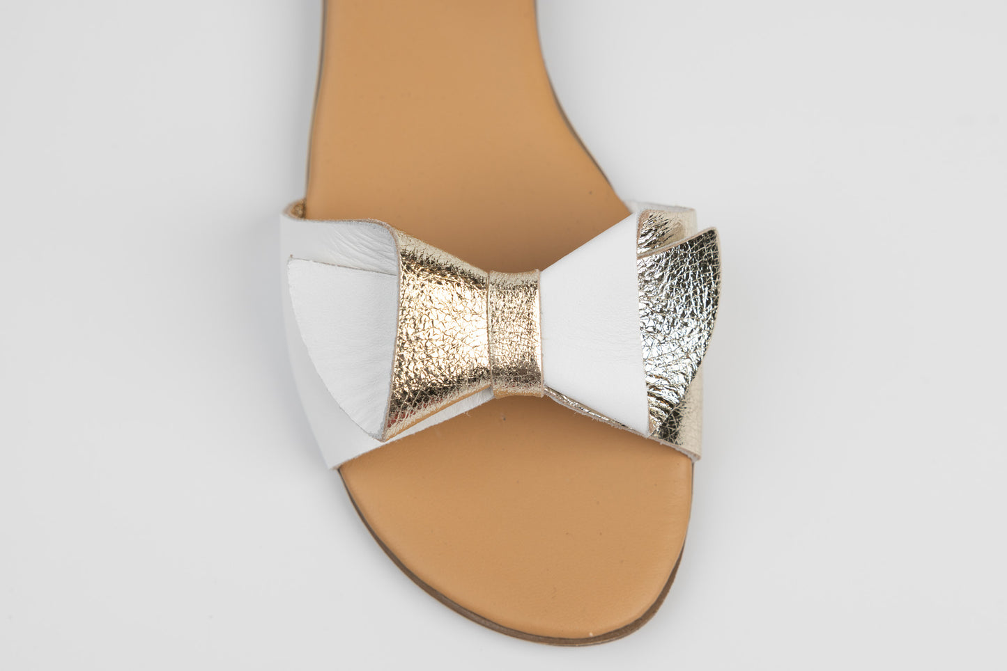 Women's genuine leather sandals 409 White gold