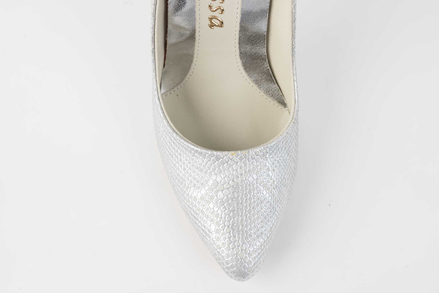 Elegant women's shoes made of genuine leather LARISA Selena Silver Snake