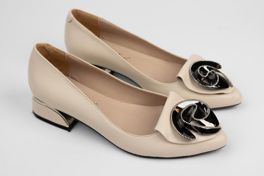 Women's genuine leather shoes LSD 5000 Cream