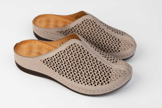 Saboti dama vara perforati piele naturala LSD 321 Vizon