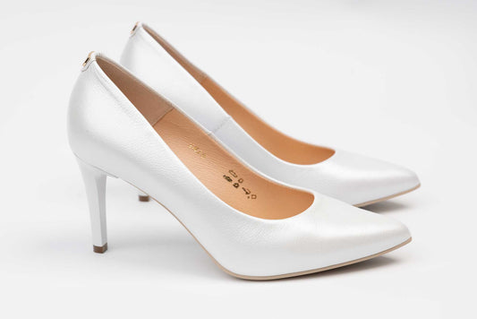 SALA 1816 genuine leather bridal shoes, pearl white